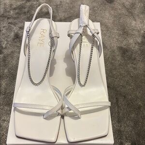 RAYE White Chain-Embellished Heels